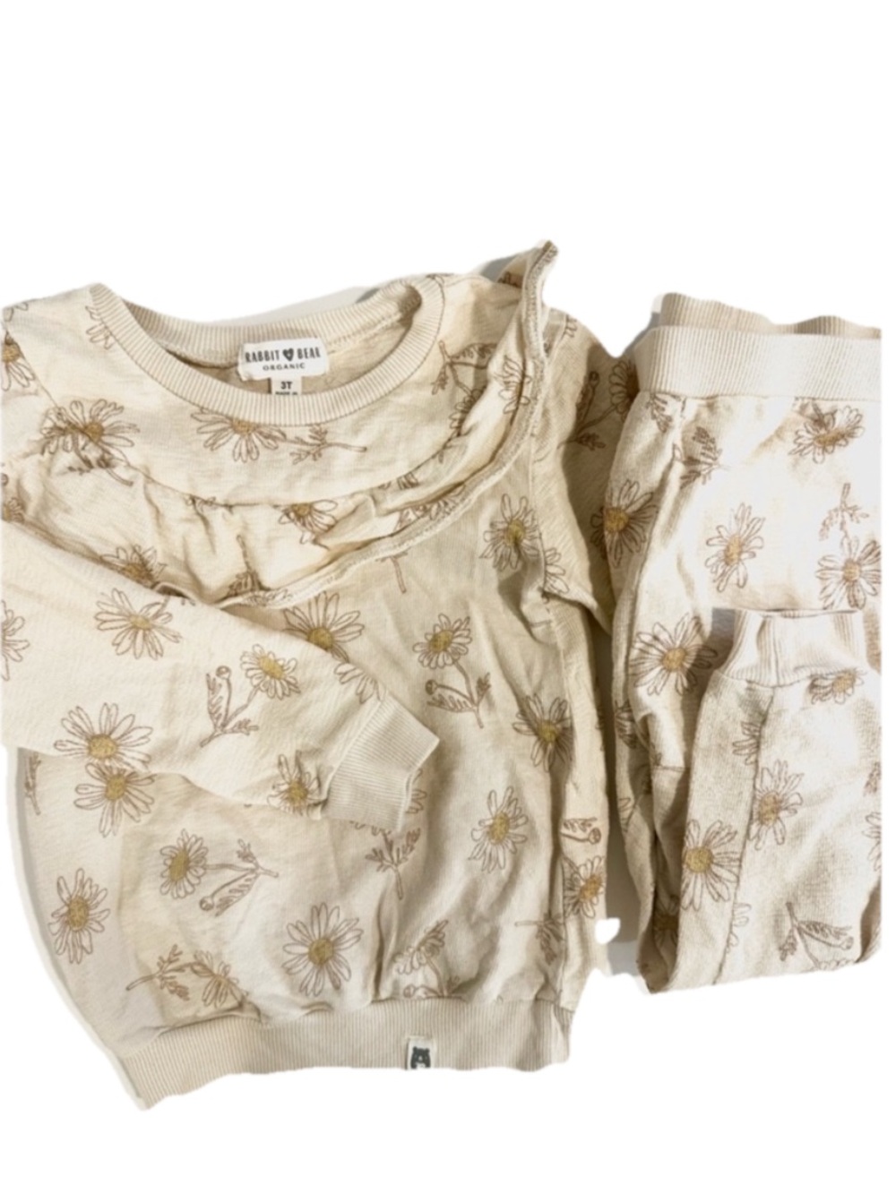 Daisy Print Cream Organic Toddler Set